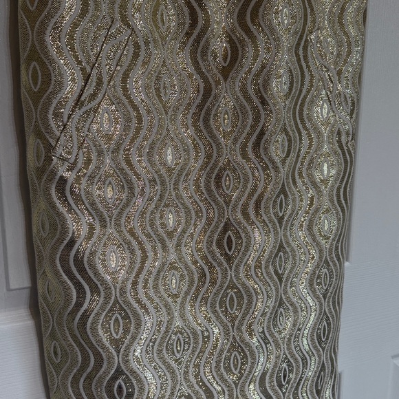 Tory Burch Shiny Gold Metallic Lume Ivory Silk Sleeveless Shift Dress. - Picture 4 of 12